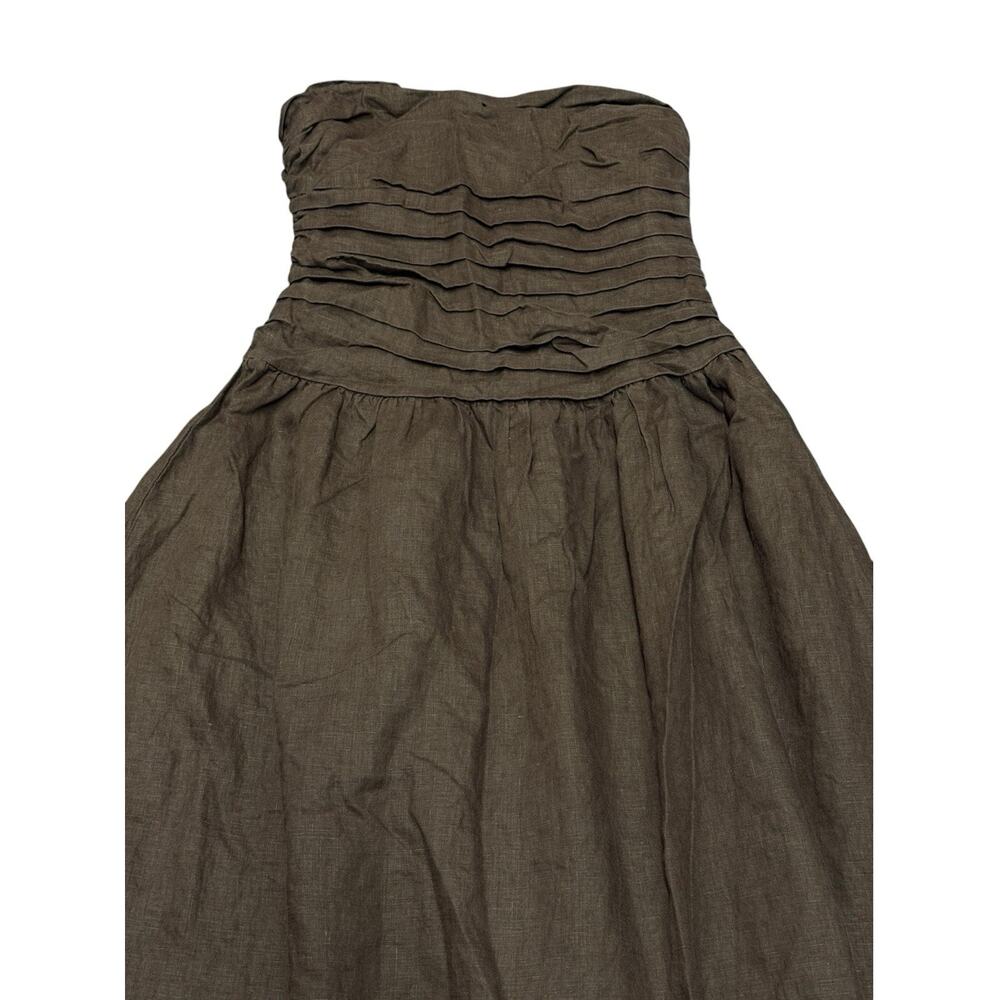 DISSH Aubriella Burnt Choc Linen Strapless Midi Dress US 8 Brown - Picture 8 of 10